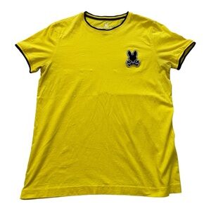 Psycho Bunny Yellow Short Sleeve Ringer Tee with Black Trim